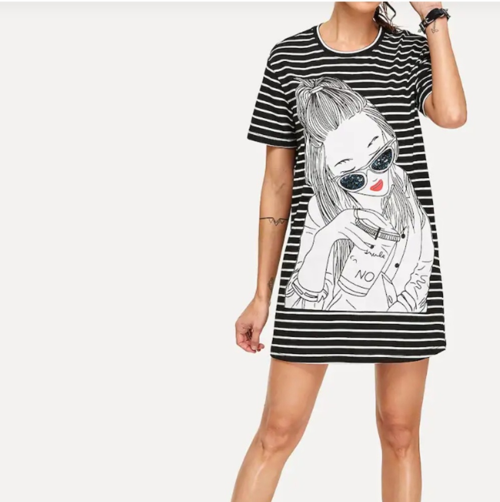 ⚡ Clearance! Paris Fashion Week Striped Dress with Print